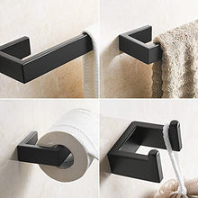 Load image into Gallery viewer, Fapully 4-Piece Bathroom Hardware Accessory Set with 24" Towel Bar Towel Ring Paper Holder Robe Hook Matte Black