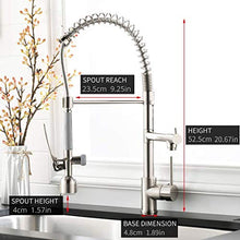Load image into Gallery viewer, Fapully Commercial Single Handle Pull Down Sprayer Brushed Nickel Kitchen Faucet, Kitchen Sink Faucet with LED Light