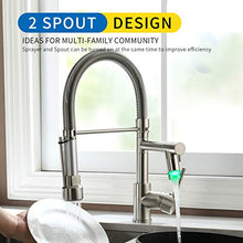 Load image into Gallery viewer, Fapully Kitchen Faucets with Pull Down Sprayer,Commercial Single Handle Kitchen Sink Faucet with LED Light,Brushed Nickel