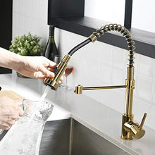 Load image into Gallery viewer, Fapully Gold Kitchen Faucet with Sprayer,Pull Down Single Handle Kitchen Sink Faucet