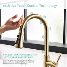 Load image into Gallery viewer, Fapully Touch Kitchen Faucets with Pull Down Sprayer, Single Handle Stainless Steel Brushed Gold Kitchen Sink Faucet with Pull Out Sprayer and Hole Cover