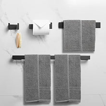 Load image into Gallery viewer, Fapully 4-Piece Bathroom Hardware Accessory Set with 24" Towel Bar Towel Ring Paper Holder Robe Hook Matte Black