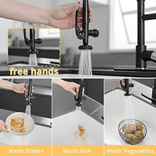 Load image into Gallery viewer, Fapully Kitchen Faucet,Black&Brushed Nickel Kitchen Faucet with Pull Down Sprayer,Commercial Kitchen Faucet with LED Light and Deck Plate