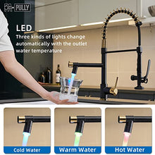 Load image into Gallery viewer, Fapully LED Kitchen Faucet with Pull Down Sprayer,Black&Gold Commercial Kitchen Faucet for Kitchen Sink
