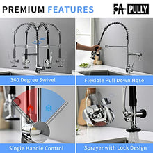 Load image into Gallery viewer, Fapully Kitchen Faucet with Pull Down Sprayer,Commercial Single Handle Kitchen Sink Faucet with LED Light