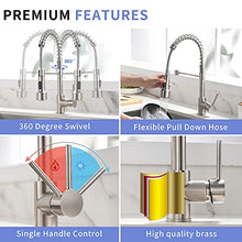 Load image into Gallery viewer, Kitchen Faucet,Fapully Single Handle Faucet for Kitchen Sink,Brushed Nickel Pull Down Kitchen Faucet with LED Light