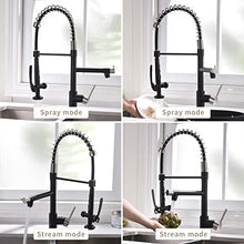 Load image into Gallery viewer, Pull Down Kitchen Faucet with Sprayer,Fapully Commercial Matte Black&Brushed Nickel Kitchen Sink Faucets