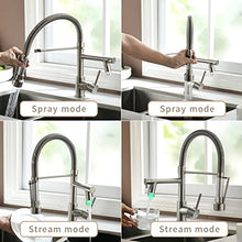 Load image into Gallery viewer, Fapully Kitchen Faucets with Pull Down Sprayer,Commercial Single Handle Kitchen Sink Faucet with LED Light,Brushed Nickel