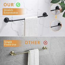 Load image into Gallery viewer, Fapully 5 Pieces Black Bathroom Accessories Set,Wall Mounted SUS304 Stainless Steel Adjustable Bathroom Hardware Set-Included Retractable 13.8"-21.9'' Towel Bar,Paper Towel Holder and Robe Hook