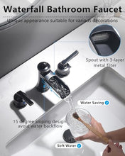 Load image into Gallery viewer, Fapully Oil Rubbed Bronze Bathroom Sink Faucet, Waterfall Bathroom Faucets 3 Hole, 8 Inch Widespread Bathroom Faucet with Pop-up Drain, 2-Handle Faucet for Bathroom Sink Vanity RV

