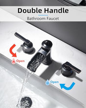 Load image into Gallery viewer, Fapully Oil Rubbed Bronze Bathroom Sink Faucet, Waterfall Bathroom Faucets 3 Hole, 8 Inch Widespread Bathroom Faucet with Pop-up Drain, 2-Handle Faucet for Bathroom Sink Vanity RV
