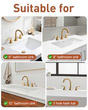 Load image into Gallery viewer, Fapully Bathroom Faucet 3 Hole, Brushed Gold 8 Inch Widespread Bathroom Sink Faucet with Pop-up Drain, Two-Handle Faucet for Bathroom Sink
