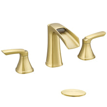 Load image into Gallery viewer, Fapully Bathroom Faucet 3 Hole, Polished Brushed Gold Waterfall 8 Inch Widespread Bathroom Sink Faucet with Pop-up Drain, Two-Handle Faucet for Bathroom Sink
