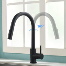 Load image into Gallery viewer, Modern Pull Down Kitchen Faucet Solid Brass Single Handle Black Kitchen Sink Faucet with Pull Out Sprayer
