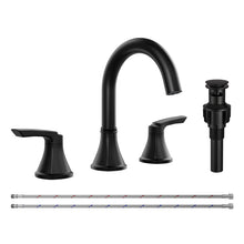 Load image into Gallery viewer, Fapully Black Bathroom Faucet 3 Hole, 8 Inch Widespread Bathroom Sink Faucet with Pop-up Drain, Two-Handle Faucet for Bathroom Sink Matte Black
