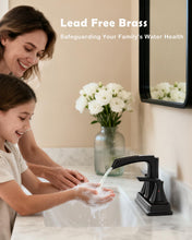 Load image into Gallery viewer, Fapully Bathroom Faucet, Waterfall Bathroom Sink Faucet Widespread, Oil Rubbed Bronze 4 Inch Centerset Faucet for Bathroom Sink with Pop-up Drain
