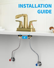 Load image into Gallery viewer, Fapully Bathroom Faucet, Waterfall Bathroom Sink Faucet Widespread, 4 Inch Centerset Brushed Gold Faucet for Bathroom Sink with Pop-up Drain
