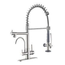 Load image into Gallery viewer, Fapully 3 in 1 Kitchen Faucet with Water Filler and Pull Down Sprayer,Brushed Nickel Commercial Kitchen Sink Faucet with Drinking Water Faucet
