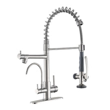 Load image into Gallery viewer, Fapully 3 in 1 Kitchen Faucet with Water Filler and Pull Down Sprayer,Brushed Nickel Commercial Kitchen Sink Faucet with Drinking Water Faucet
