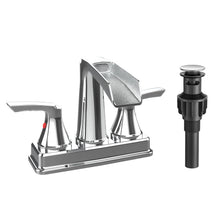 Load image into Gallery viewer, Fapully Bathroom Faucet, Waterfall Bathroom Sink Faucet Widespread, 4 Inch Centerset Chrome Faucet for Bathroom Sink with Pop-up Drain
