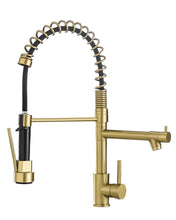 Load image into Gallery viewer, Brushed Gold Kitchen Faucet with Pull Down Sprayer,Commercial Kitchen Faucet Single Handle Spring Faucet for Kitchen Sink,Gold Kitchen Sink Faucet,Robinet de Cuisine

