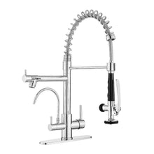 Load image into Gallery viewer, Fapully 3 in 1 Kitchen Faucet with Water Filler and Pull Down Sprayer, Chrome Commercial Kitchen Sink Faucet with Drinking Water Faucet for 1 or 3 Holes Sink
