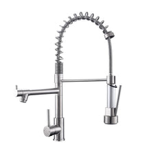 Load image into Gallery viewer, Fapully Kitchen Faucet Contemporary Spring Design Single Handle Copper with Pull Down &amp;Out Sprayer in Brushed Nickel
