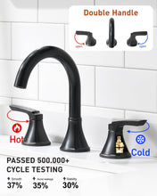 Load image into Gallery viewer, Fapully Bathroom Faucet 3 Hole, Oil Rubbed Bronze 8 Inch Widespread Bathroom Sink Faucet with Pop-up Drain, Two-Handle Faucet for Bathroom Sink
