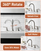 Load image into Gallery viewer, Fapully Bathroom Faucet 3 Hole, Brushed Nickel 8 Inch Widespread Bathroom Sink Faucet with Pop-up Drain, Two-Handle Faucet for Bathroom Sink
