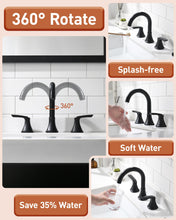 Load image into Gallery viewer, Fapully Black Bathroom Faucet 3 Hole, 8 Inch Widespread Bathroom Sink Faucet with Pop-up Drain, Two-Handle Faucet for Bathroom Sink Matte Black
