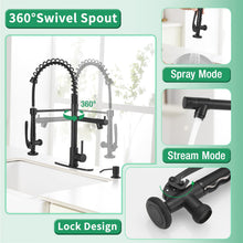 Load image into Gallery viewer, Fapully Commercial Pull Down Kitchen Sink Faucet with Sprayer Matte Black Single Handle Faucets for Kitchen Sink, Kitchen Faucet with Soap Dispenser and Deck Plack for 4 Hole
