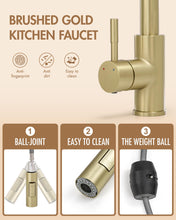 Load image into Gallery viewer, Kitchen Faucet Gold Modern Pull Out Kitchen Faucets Stainless Steel Single Handle Kitchen Sink Faucet with Pull Down Sprayer
