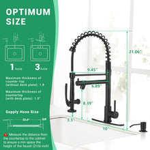 Load image into Gallery viewer, Fapully Commercial Pull Down Kitchen Sink Faucet with Sprayer Matte Black Single Handle Faucets for Kitchen Sink, Kitchen Faucet with Soap Dispenser and Deck Plack for 4 Hole
