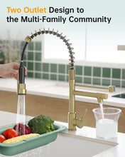 Load image into Gallery viewer, Brushed Gold Kitchen Faucet with Pull Down Sprayer,Commercial Kitchen Faucet Single Handle Spring Faucet for Kitchen Sink,Gold Kitchen Sink Faucet,Robinet de Cuisine
