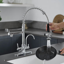 Load image into Gallery viewer, Fapully 3 in 1 Kitchen Faucet with Water Filler and Pull Down Sprayer, Chrome Commercial Kitchen Sink Faucet with Drinking Water Faucet for 1 or 3 Holes Sink
