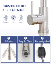 Load image into Gallery viewer, Fapully Kitchen Faucet with Pull Down Sprayer, Modern Kitchen Sink Faucet, Robinet De Cuisine in Brushed Nickel
