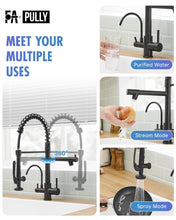 Load image into Gallery viewer, Fapully Commercial 3 Way Kitchen Faucets with Pull Down Sprayer and Water Filler,3 in 1 Kitchen Sink Faucet with Drinking Water Faucet Matte Black
