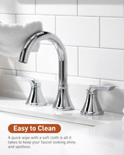 Load image into Gallery viewer, Fapully Bathroom Faucet 3 Hole, Chrome 8 Inch Widespread Bathroom Sink Faucet with Pop-up Drain, Two-Handle Faucet for Bathroom Sink
