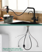 Load image into Gallery viewer, Fapully Pull-Down Kitchen Faucets, Matte Black 3 Way Kitchen Sink Faucet with Pull Down Sprayer and Drinking Water Faucet, Include Deck Plate for 1 or 3 Holes
