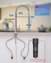 Load image into Gallery viewer, Fapully Commercial 3 Way Kitchen Faucets with Pull Down Sprayer and Water Filler,3 in 1 Kitchen Sink Faucet with Drinking Water Faucet Brushed Nickel
