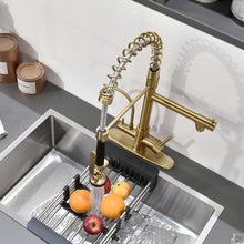 Load image into Gallery viewer, Fapully Brushed Gold Commercial Kitchen Faucet with Pull Down Sprayer and Water Filter,3 in 1 Kitchen Faucets with Drinking Water Faucet
