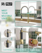 Load image into Gallery viewer, Brushed Gold Kitchen Faucet with Pull Down Sprayer,Commercial Kitchen Faucet Single Handle Spring Faucet for Kitchen Sink,Gold Kitchen Sink Faucet,Robinet de Cuisine
