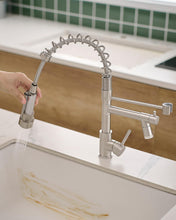 Load image into Gallery viewer, Contemporary Kitchen Sink Faucet with Pull Down Sprayer Single Handle Kitchen Faucet with Led Light Two Spout,Brushed Nickel
