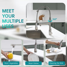 Load image into Gallery viewer, Fapully Kitchen Faucet Contemporary Spring Design Single Handle Copper with Pull Down &amp;Out Sprayer in Brushed Nickel
