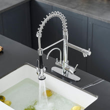 Load image into Gallery viewer, Fapully 3 in 1 Kitchen Faucet with Water Filler and Pull Down Sprayer, Chrome Commercial Kitchen Sink Faucet with Drinking Water Faucet for 1 or 3 Holes Sink
