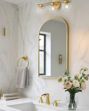 Load image into Gallery viewer, Fapully Bathroom Faucet 3 Hole, Polished Brushed Gold Waterfall 8 Inch Widespread Bathroom Sink Faucet with Pop-up Drain, Two-Handle Faucet for Bathroom Sink
