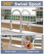 Load image into Gallery viewer, Contemporary Kitchen Sink Faucet with Pull Down Sprayer Single Handle Kitchen Faucet with Led Light Two Spout,Brushed Nickel
