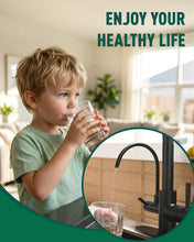 Load image into Gallery viewer, Fapully Pull-Down Kitchen Faucets, Matte Black 3 Way Kitchen Sink Faucet with Pull Down Sprayer and Drinking Water Faucet, Include Deck Plate for 1 or 3 Holes

