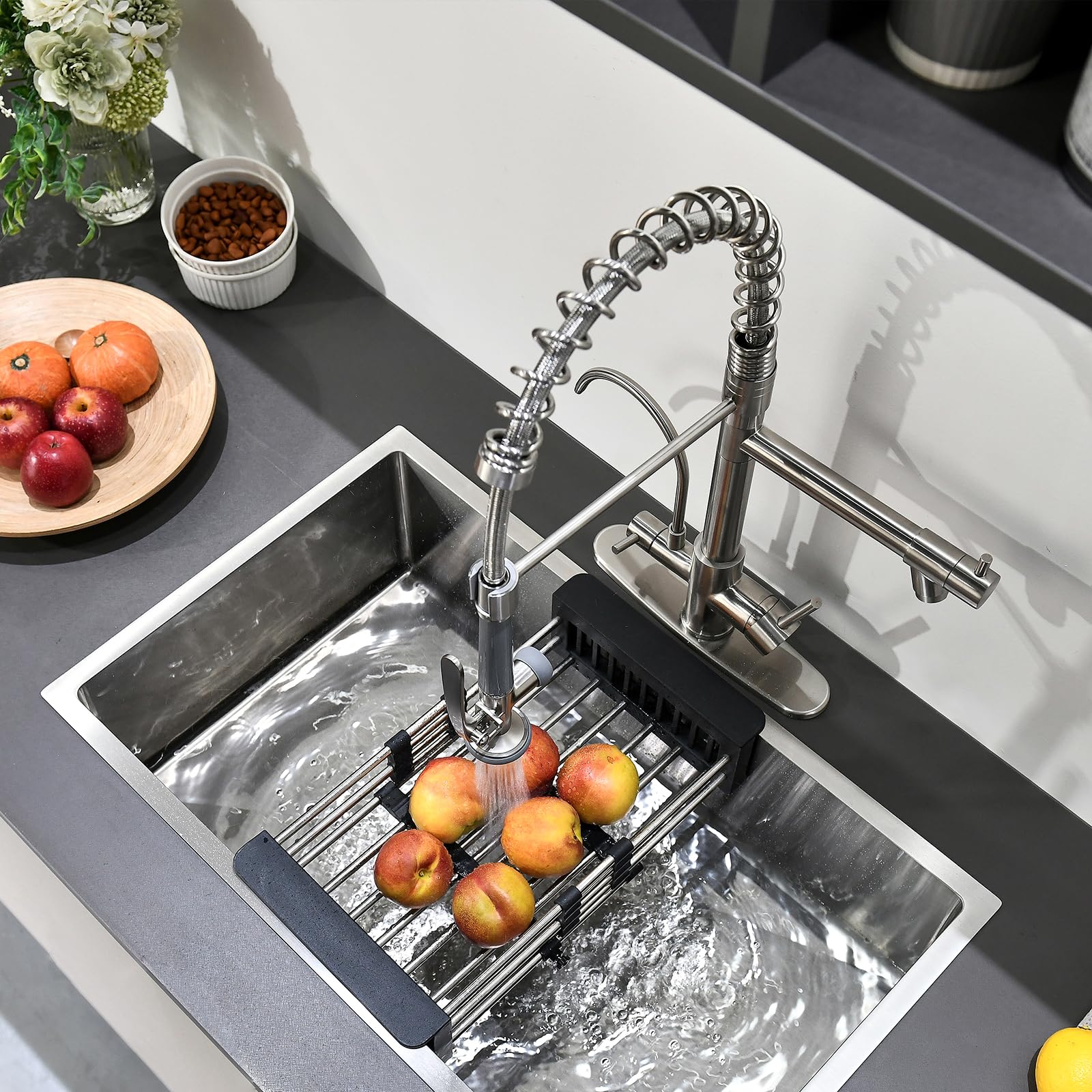 Fapully 3 in 1 Kitchen Faucet with Water Filler and Pull Down