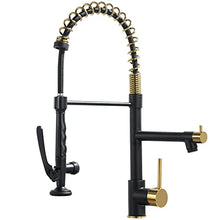 Load image into Gallery viewer, Fapully Black&amp;Gold Kitchen Faucet with Sprayer,Commercial Pull Down Kitchen Faucet for Kitchen Sink
